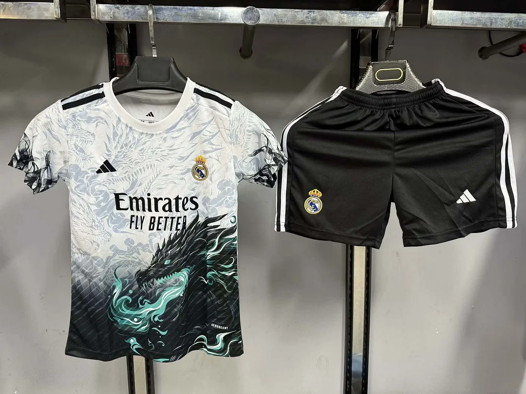 2025/2026 Real Madrid Special Edition Black And White Football Shirt 1:1 Thai Quality Kids Size