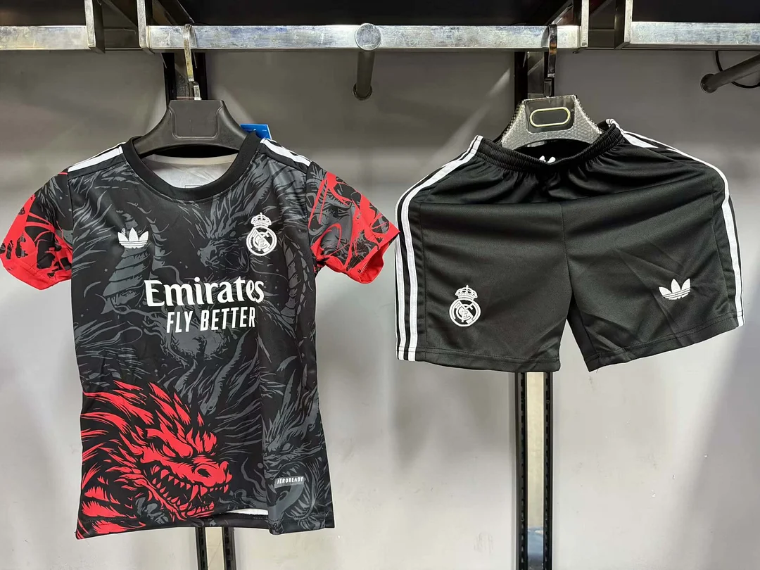 2025/2026 Real Madrid Special Edition Black And Red Football Shirt 1:1 Thai Quality Kids Size