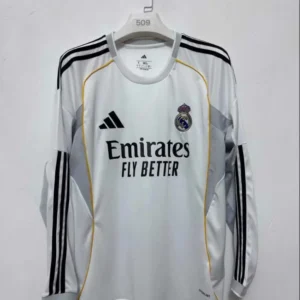 2025/2026 Long Sleeve Real Madrid Home Football Shirt1:1 Thai Quality