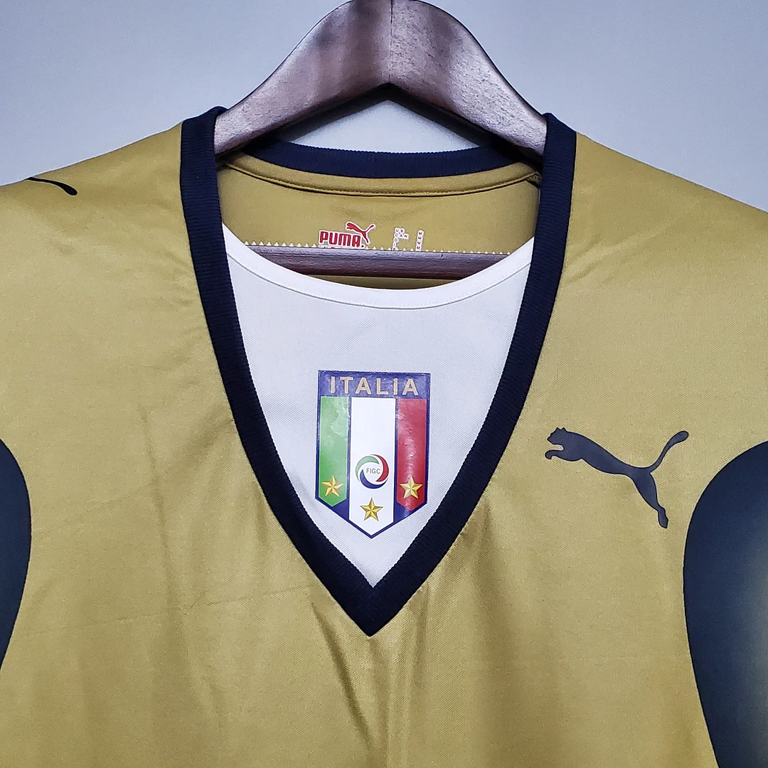 2006 Retro Italy Goalkeeper Gold Soccer Shirt - Image 3