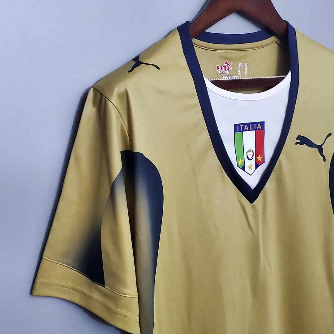 2006 Retro Italy Goalkeeper Gold Soccer Shirt - Image 4