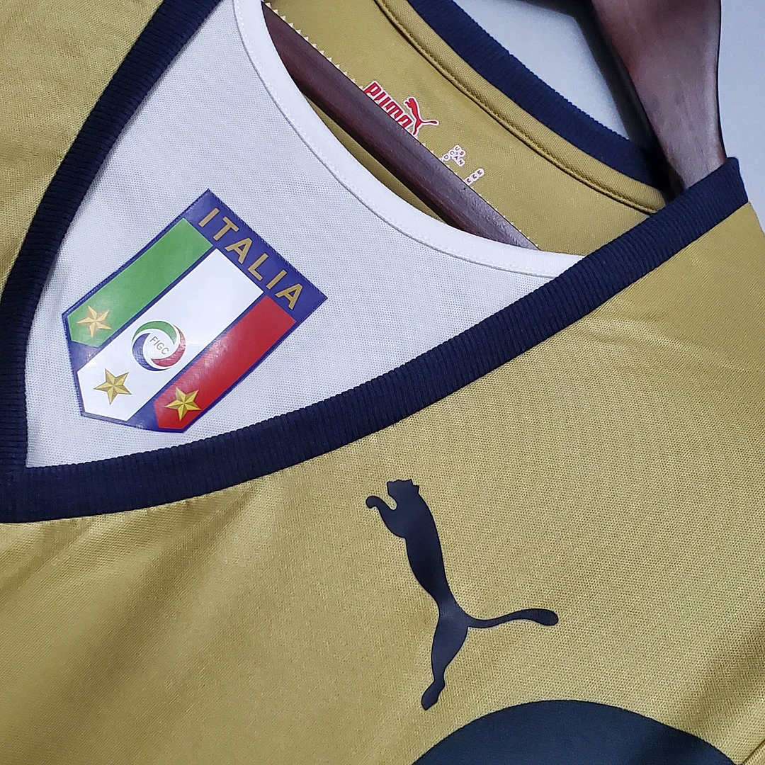 2006 Retro Italy Goalkeeper Gold Soccer Shirt - Image 5