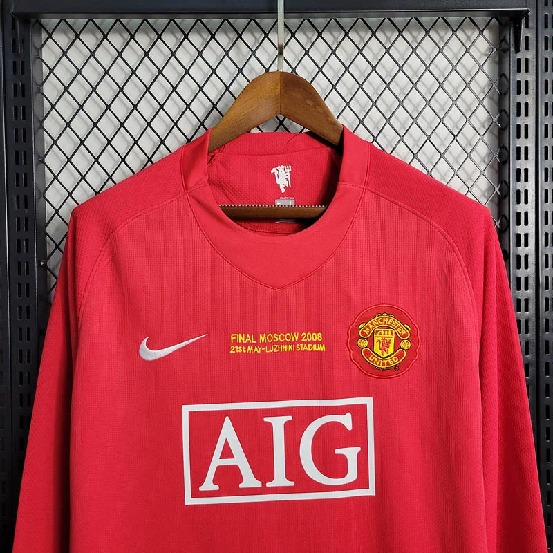 2007-2008 Retro Long Sleeve Manchester United Home Football Shirt 1:1 Thai Quality - Image 4