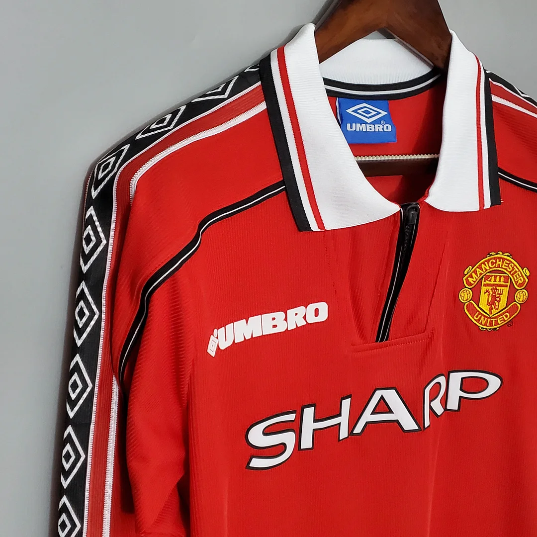 1998-1999 Retro Long Sleeve Manchester United Home Football Shirt 1:1 Thai Quality - Image 7