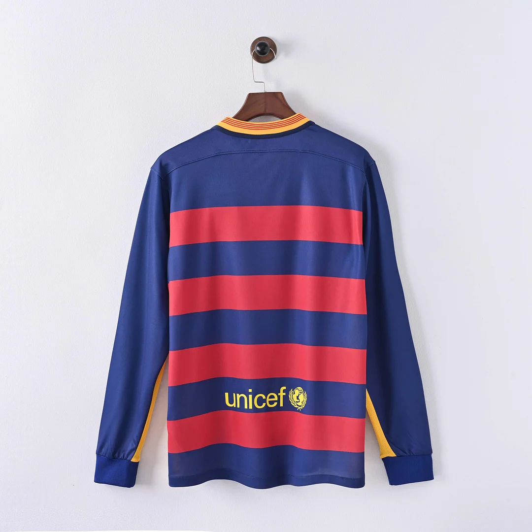 2015/2016 Retro Long Sleeve Barcelona Home Football Shirt 1:1 Thai Quality - Image 2