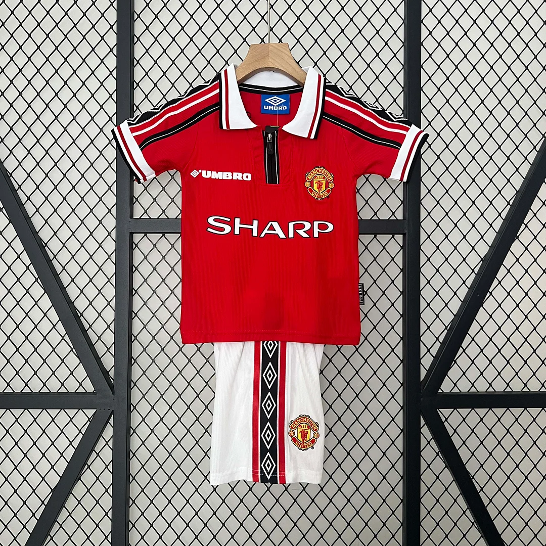 1998/1999 Retro Manchester United Home Football Shirt 1:1 Thai Quality Kids Size