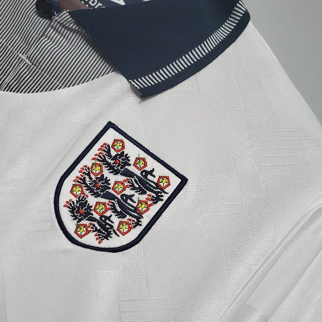 1990 Retro England Home Soccer Jersey - Image 5