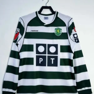 2001/2003 Retro Long Sleeve Sporting Lisbon Home Football Shirt 1:1 Thai Quality
