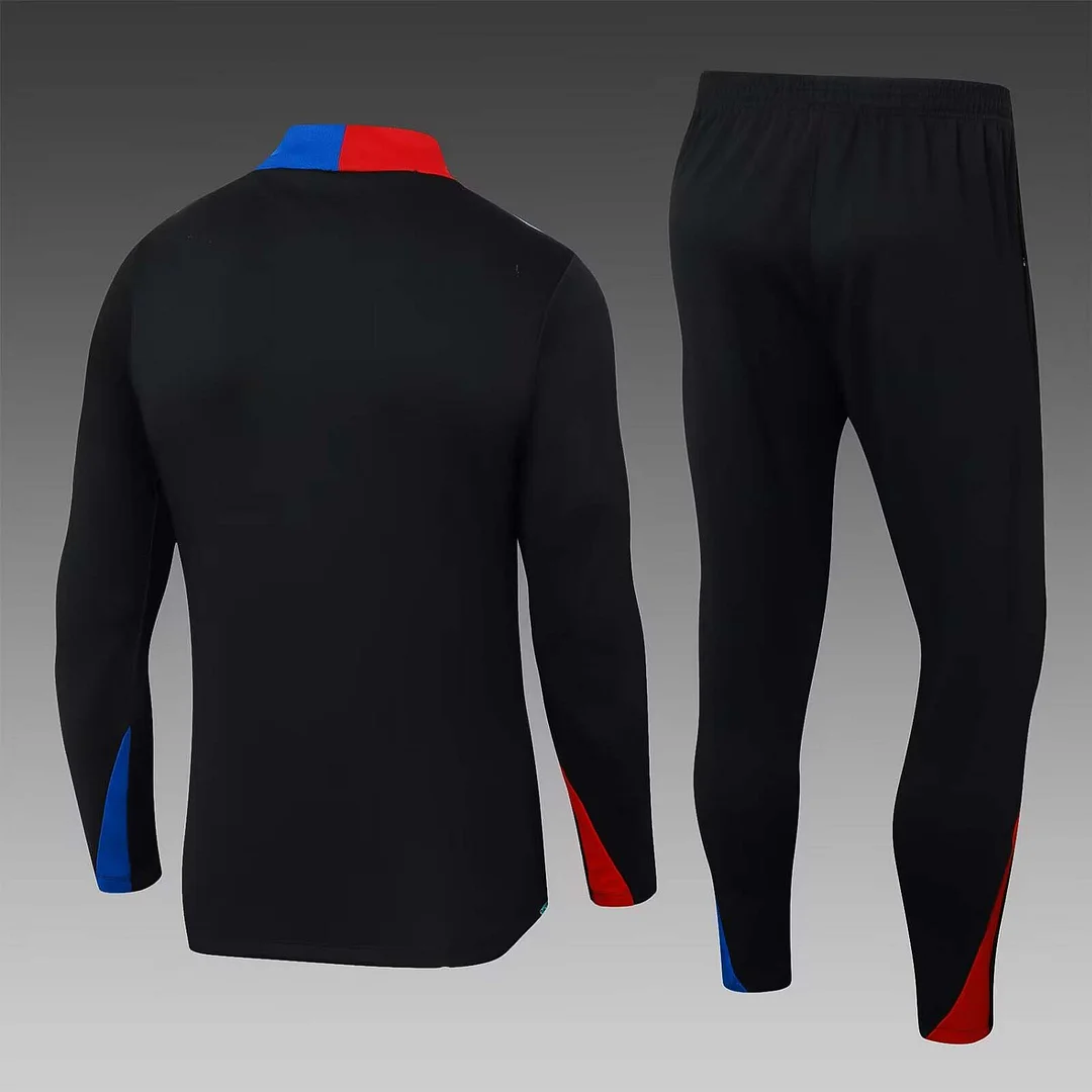 2024/2025 Barcelona Half-Pull Training Suit Black Jersey Set - Image 2
