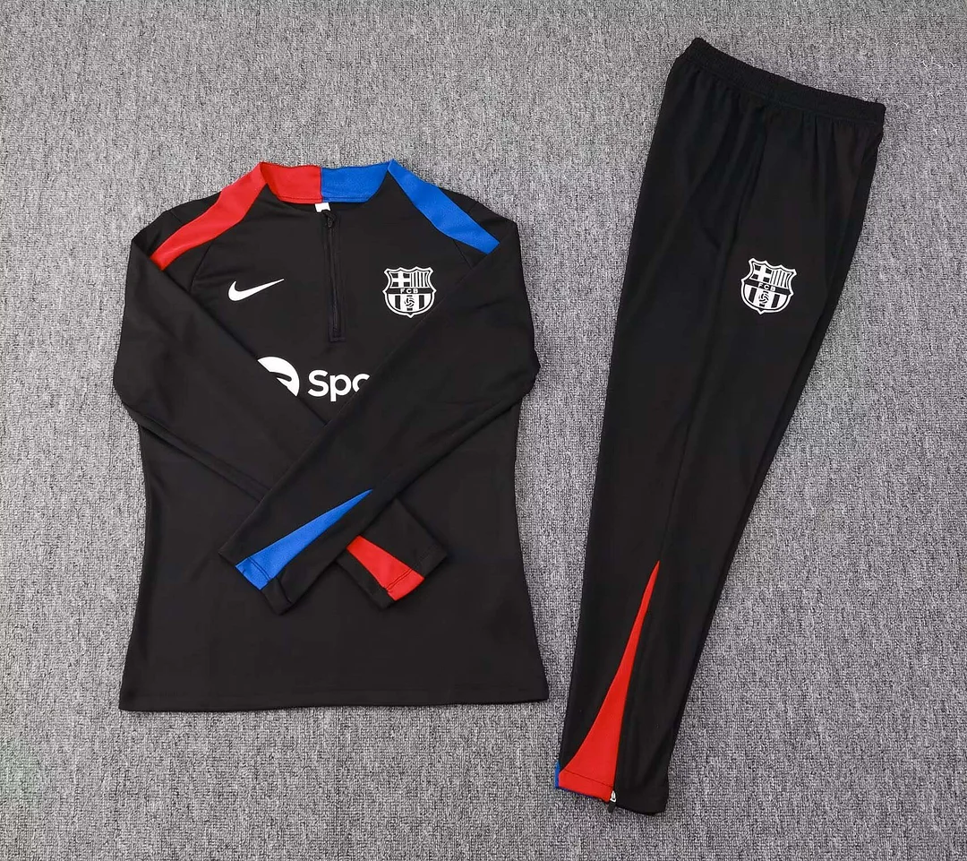 2024/2025 Barcelona Half-Pull Training Suit Black Jersey Set - Image 3