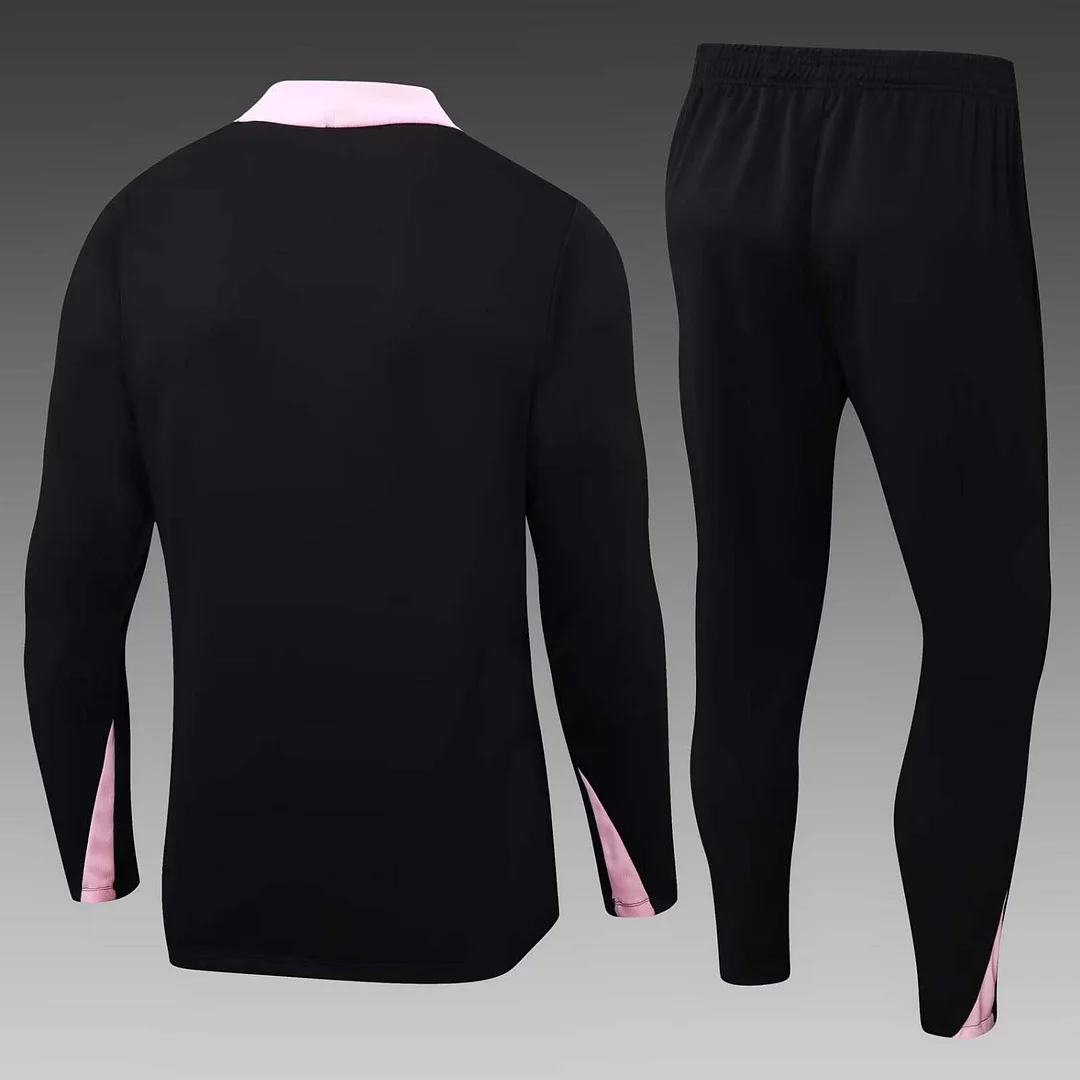 2024/2025 Psg Paris Saint-Germain Half-Pull Training Suit Black and pink Set - Image 2