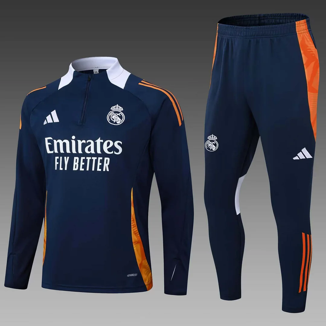 2025/2026 Real Madrid Half-Pull Training Suit Royal blue Football Shirt 1:1 Thai Quality Set