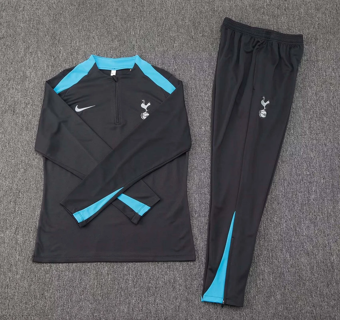 2024/2025 Tottenham Half-Pull Training Suit Black Jersey 1:1 Thai Quality Set - Image 3
