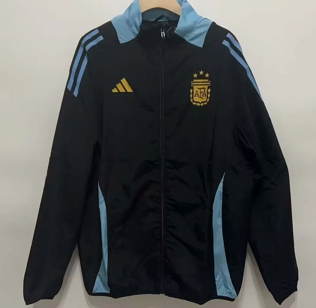 2024 Argentina Windbreaker Black Soccer Jersey 1:1 Thai Quality
