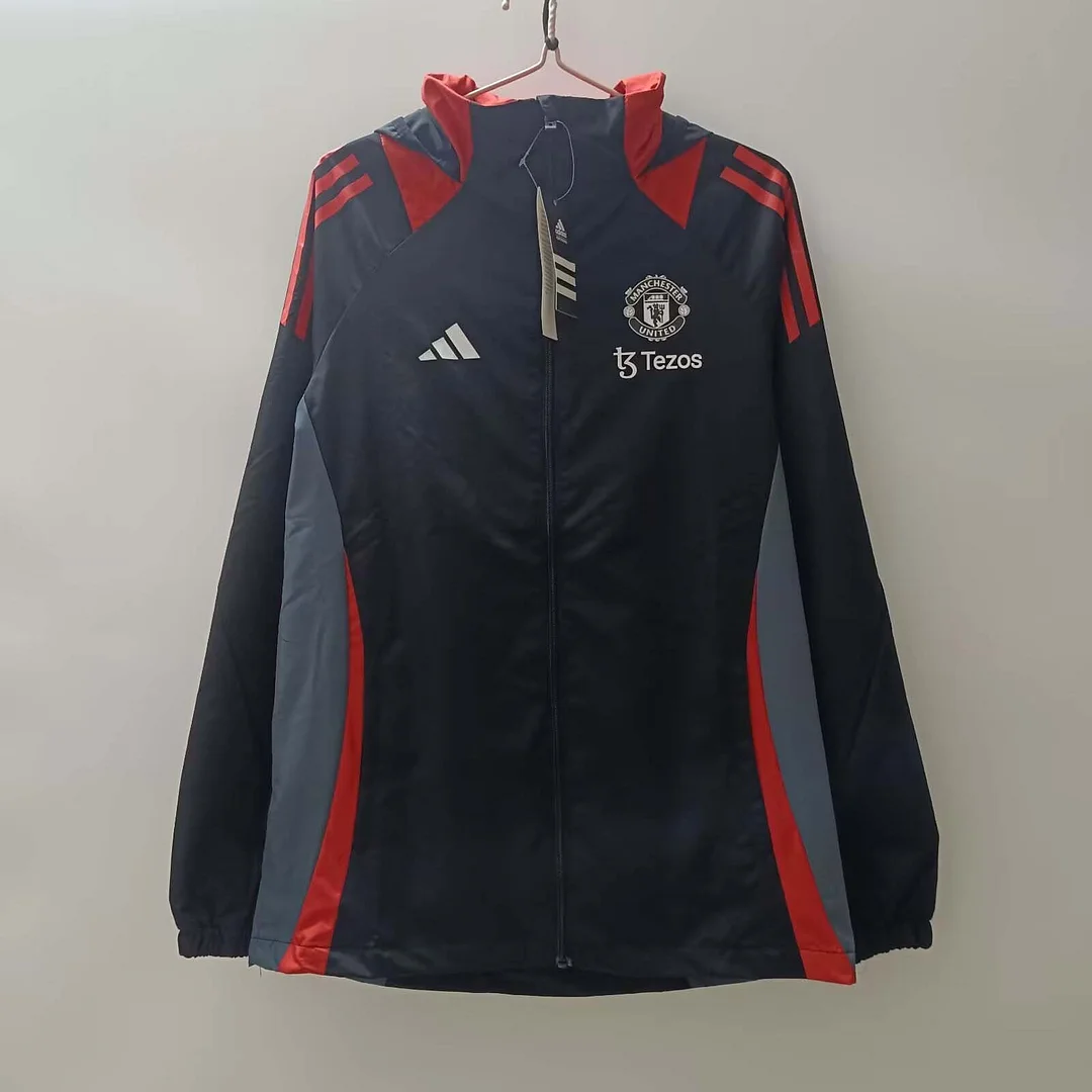 2024/2025 Manchester United Windbreaker Black Football Shirt 1:1 Thai Quality