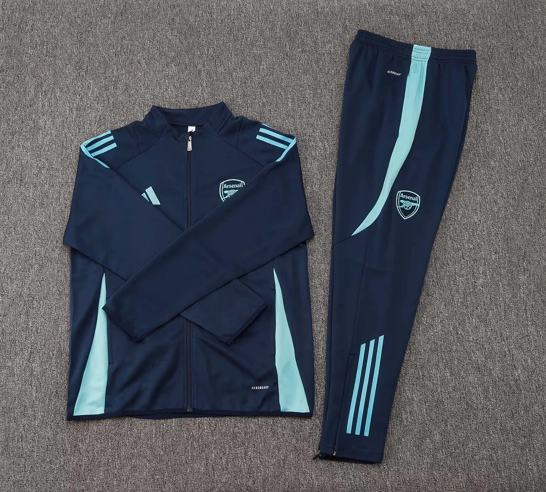 2024/2025 Arsenal Long Zipped Jacket Royal Blue Football Shirt 1:1 Thai Quality Set - Image 3