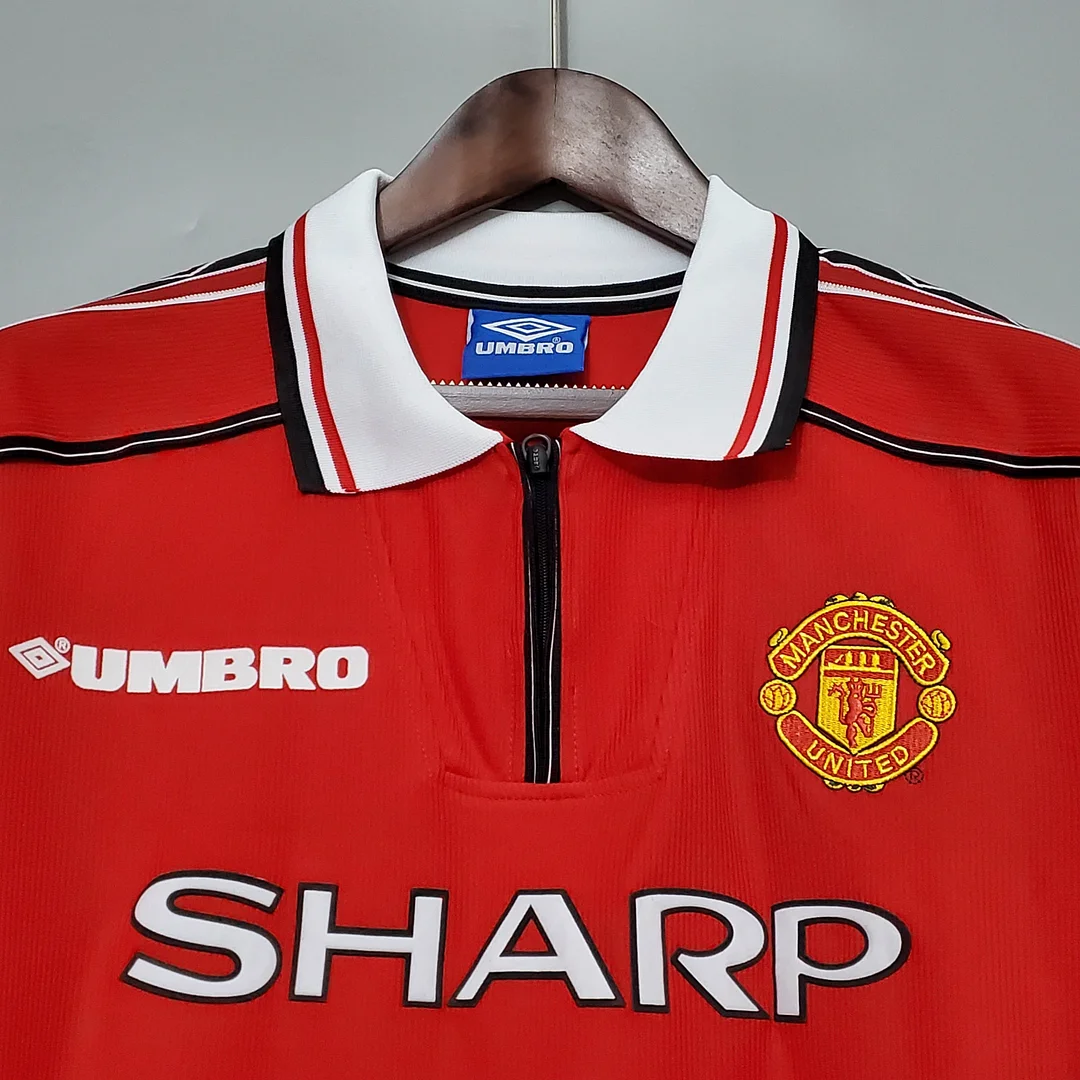 1998-1999 Retro Long Sleeve Manchester United Home Football Shirt 1:1 Thai Quality - Image 3