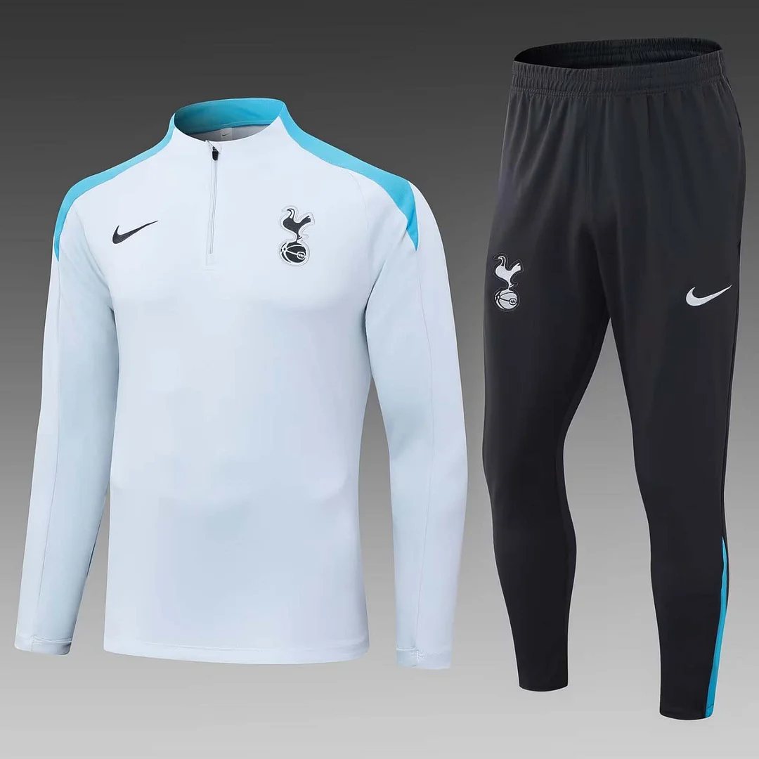 2024/2025 Tottenham Half-Pull Training Suit light gray Jersey 1:1 Thai Quality Set