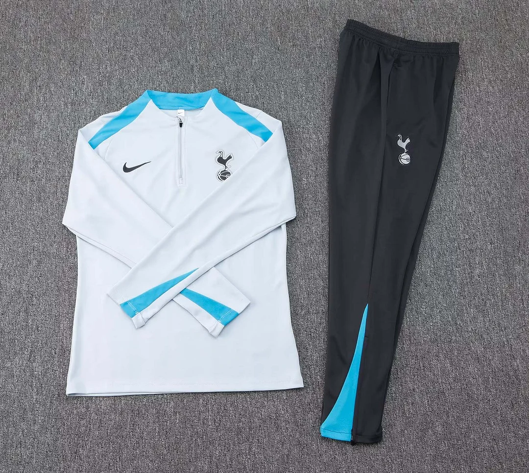 2024/2025 Tottenham Half-Pull Training Suit light gray Jersey 1:1 Thai Quality Set - Image 3