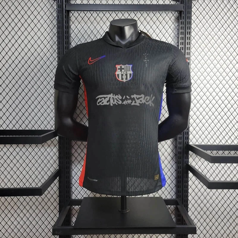 2024/2025 Player Version Barcelona Travis Scott Joint Edition Black Football Shirt 1:1 Thai Quality