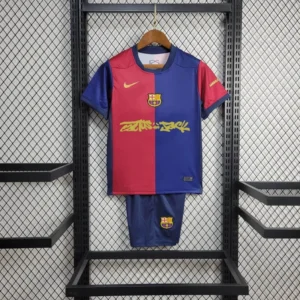 2024/2025 Barcelona Home Travis Scott Joint Edition Football Shirt 1:1 Thai Quality Kids Size