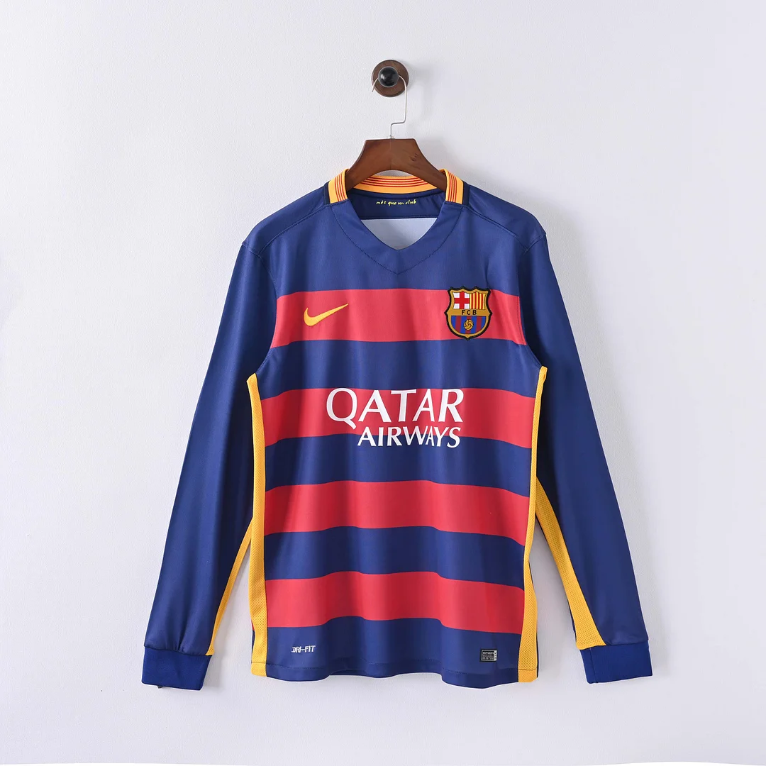 2015/2016 Retro Long Sleeve Barcelona Home Football Shirt 1:1 Thai Quality