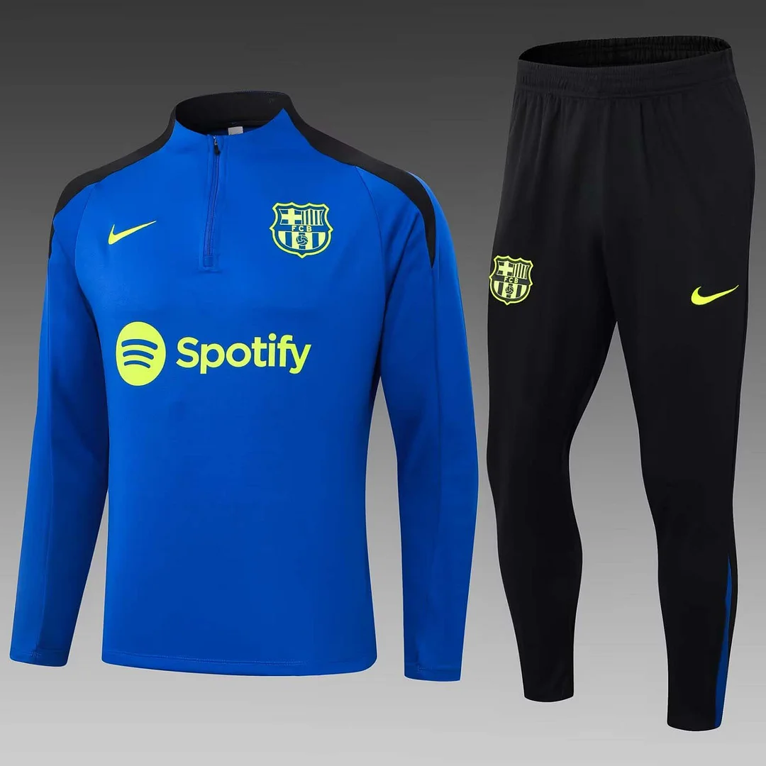 2024/2025 Barcelona Half-Pull Training Suit Colorful Blue Jersey Set