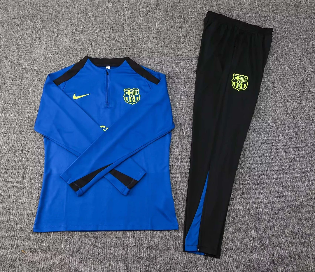 2024/2025 Barcelona Half-Pull Training Suit Colorful Blue Jersey Set - Image 3