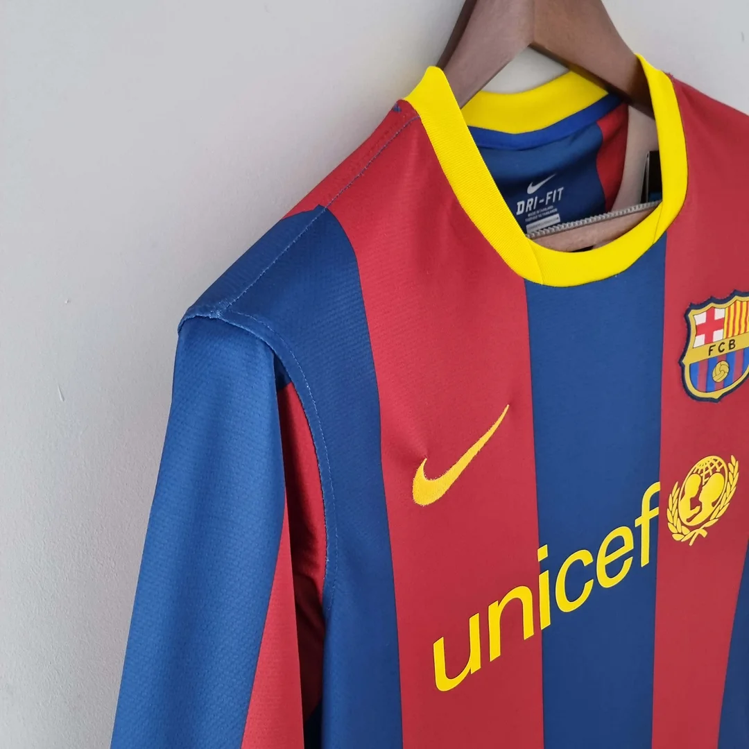 2010/2011 Retro Long Sleeve Barcelona Home Football Shirt 1:1 Thai Quality - Image 7