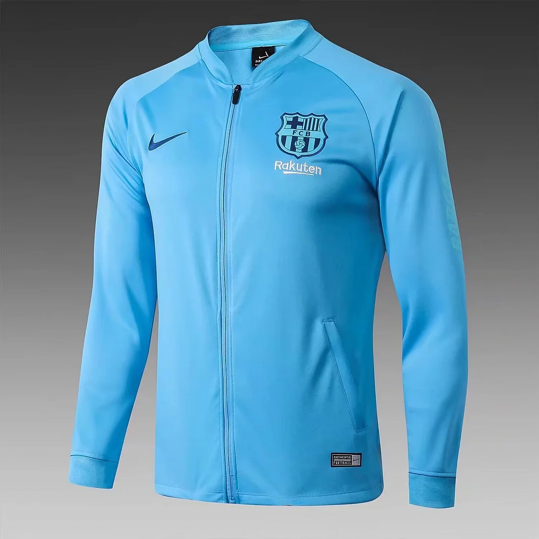 2024/2025 Barcelona Long Zipped Jacket Sky Blue Jersey Set - Image 3
