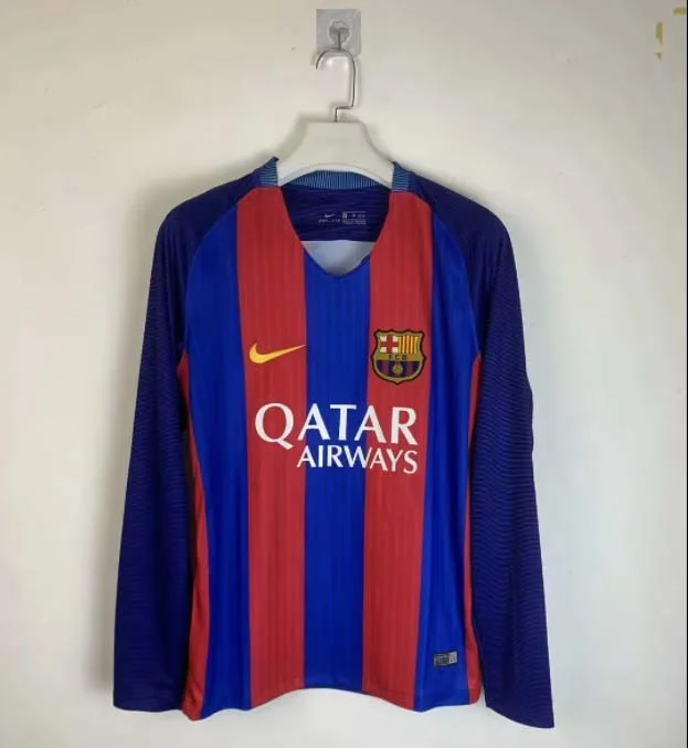 2016/2017 Retro Long Sleeve Barcelona Home Football Shirt 1:1 Thai Quality