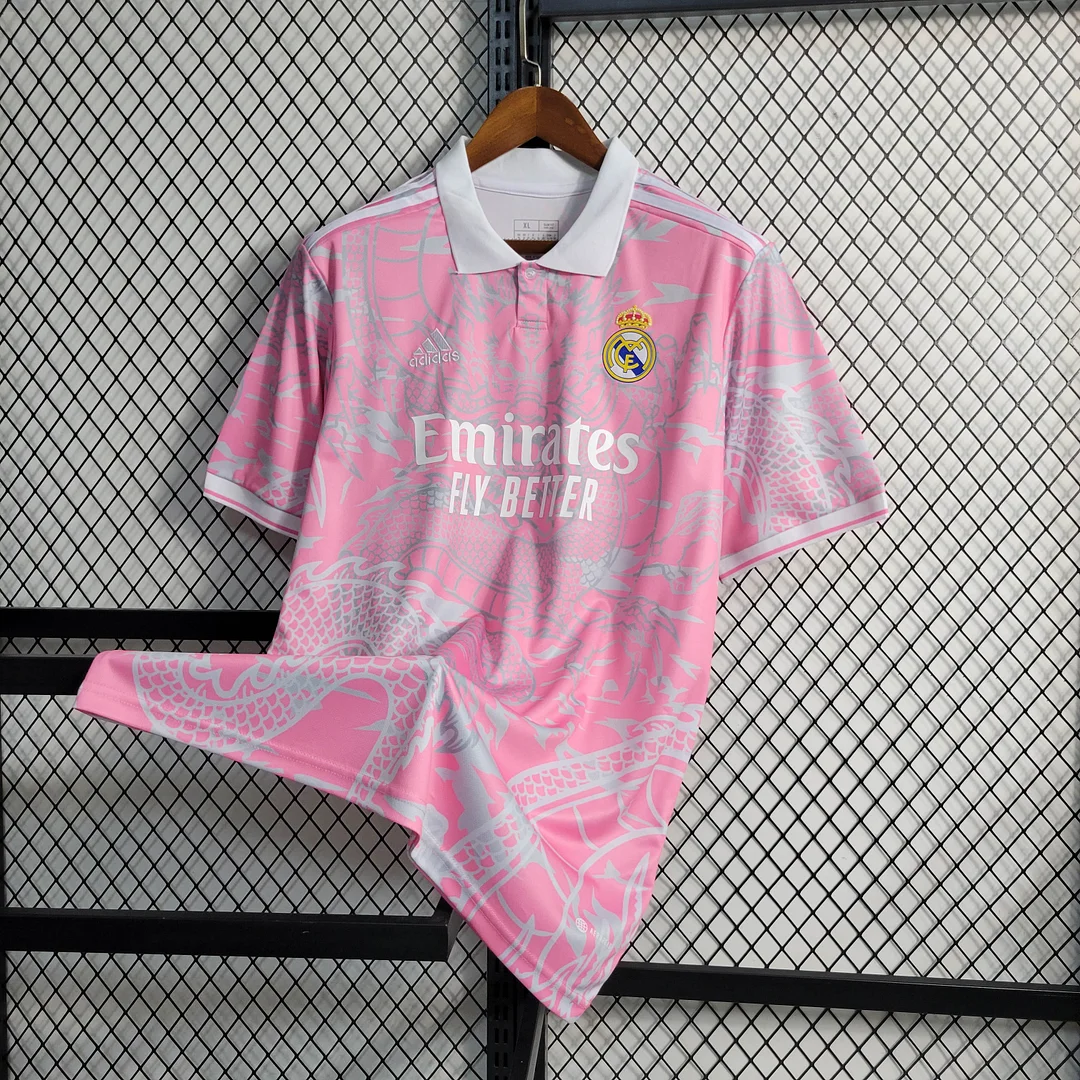 2023/2024 Real Madrid Chinese Dragon Pink Football Shirt - Image 3