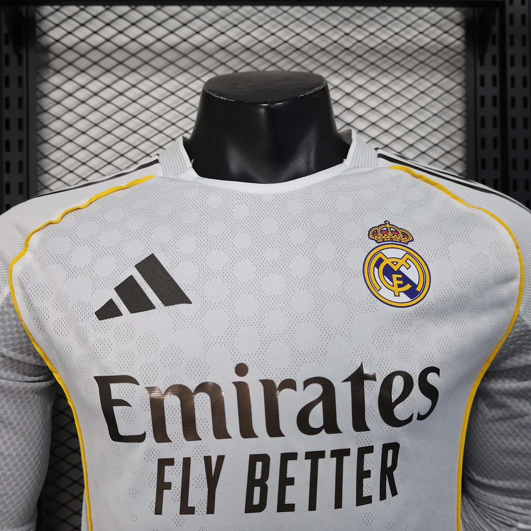 2025/2026 Long Sleeve Player Version Real Madrid Home Football Shirt1:1 Thai Quality - Image 5