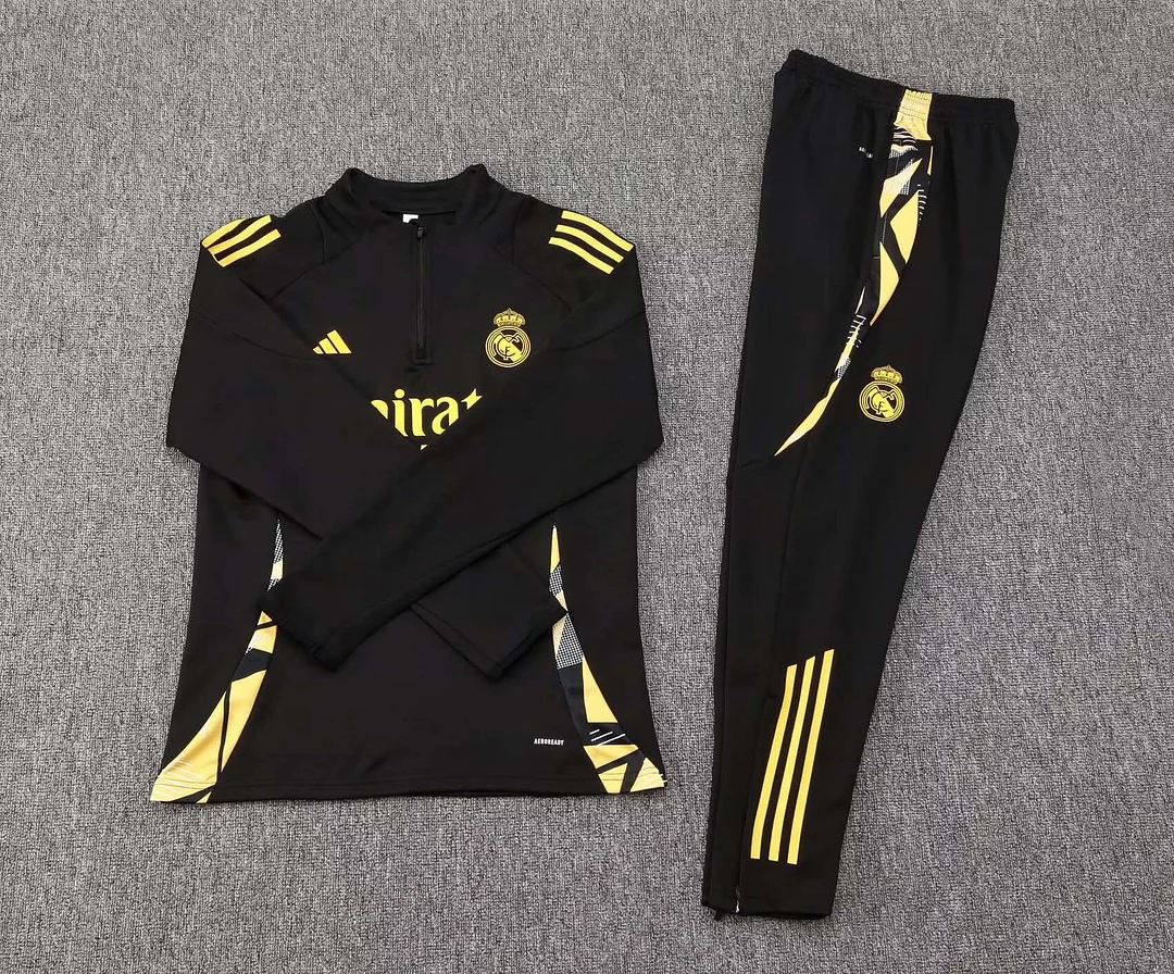 2024/2025 Real Madrid Half-Pull Training Suit Black Football Shirt 1:1 Thai Quality Set - Image 3