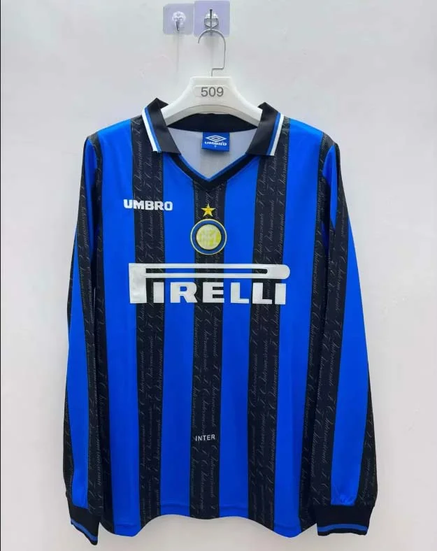 1997/1998 Retro Long Sleeve Internazionale Milan Home Football Jersey 1:1 Thai Quality