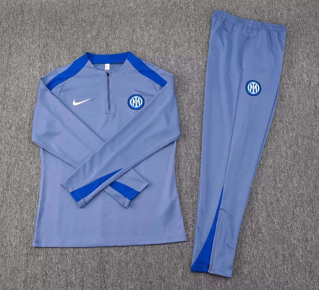 2024/2025 Internazionale Milan Half-Pull Training Suit Gray Football Jersey 1:1 Thai Quality Set - Image 3