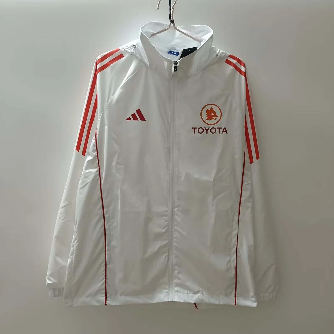2024/2025 Roma Windbreaker White Soccer Jersey 1:1 Thai Quality