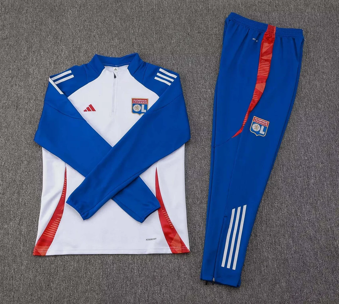 2024/2025 Lyon Half-Pull Training Suit White Football Shirt Set - Image 3