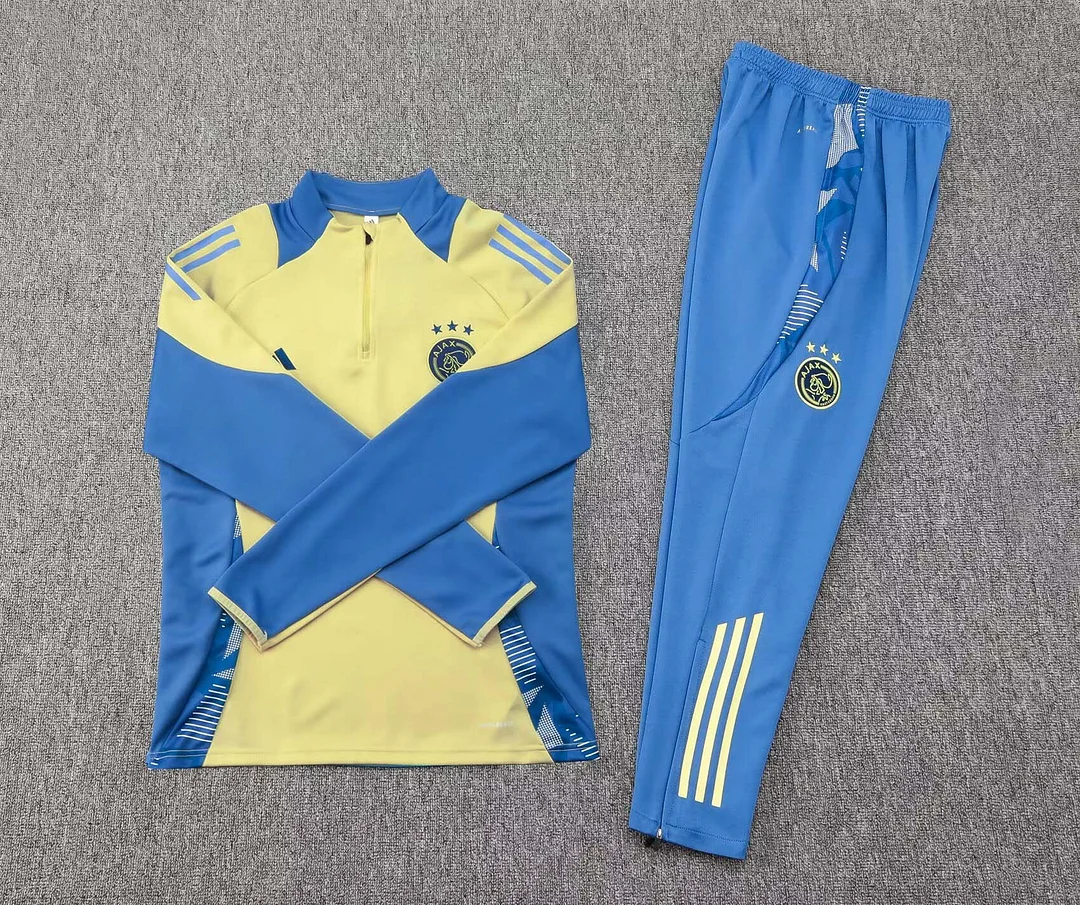 2024/2025 Ajax Half-Pull Training Suit Yellow Football Shirt 1:1 Thai Quality Set - Image 3