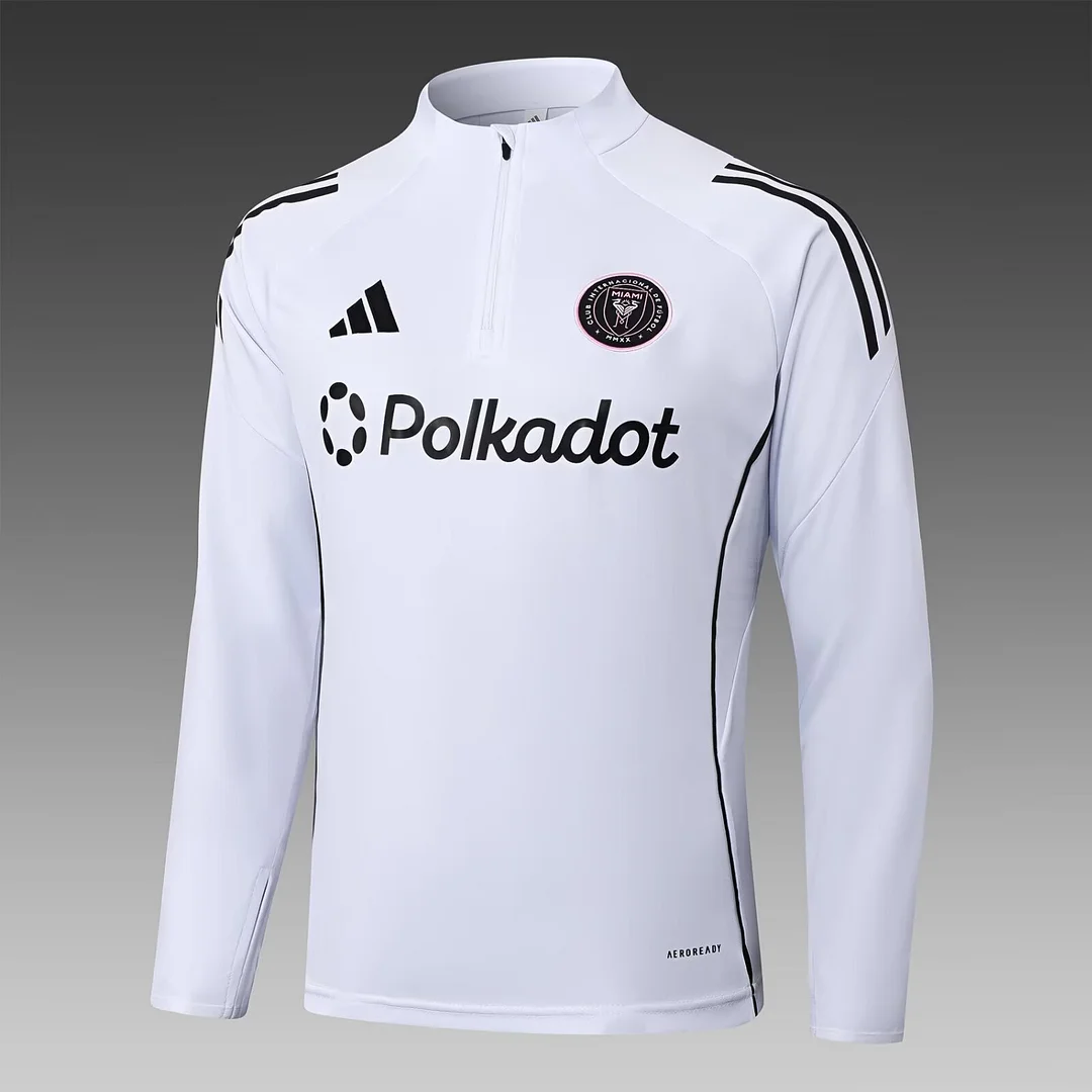 2025/2026 Inter Miami Half-Pull Training Suit White Soccer Jersey 1:1 Thai Quality Set - Image 3