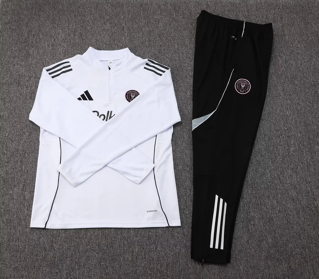 2025/2026 Inter Miami Half-Pull Training Suit White Soccer Jersey 1:1 Thai Quality Set - Image 7