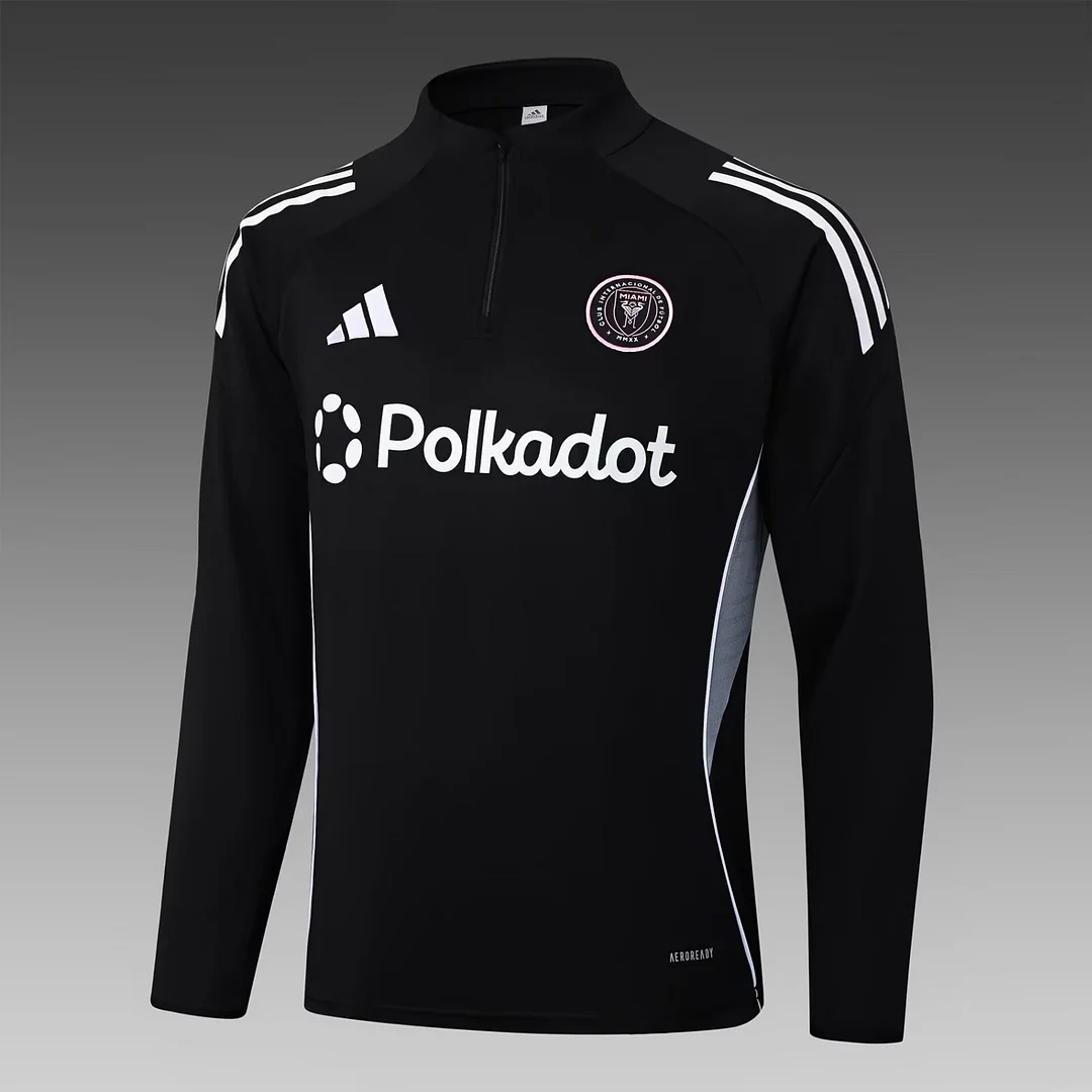 2025/2026 Inter Miami Half-Pull Training Suit Black Soccer Jersey 1:1 Thai Quality Set - Image 3
