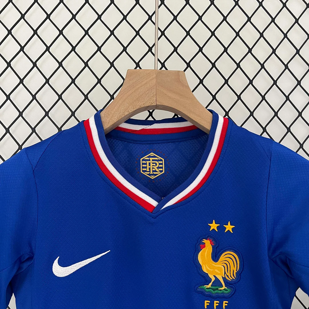 2024 France Home Football Shirt 1:1 Thai Quality Kids Size - Image 4