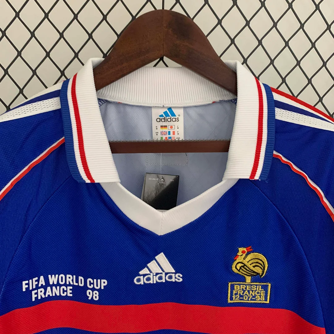 1998 Retro Long Sleeve France Home Football Shirt 1:1 Thai Quality - Image 3