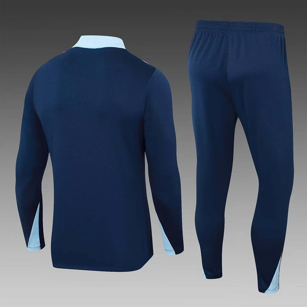 2024 France Half-Pull Training Suit Royal blue Football Shirt Set - Image 2