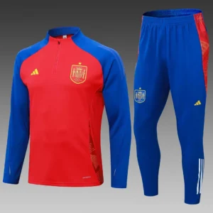 2024 Spain Half-Pull Training Suit Red Football Shirt 1:1 Thai Quality Set