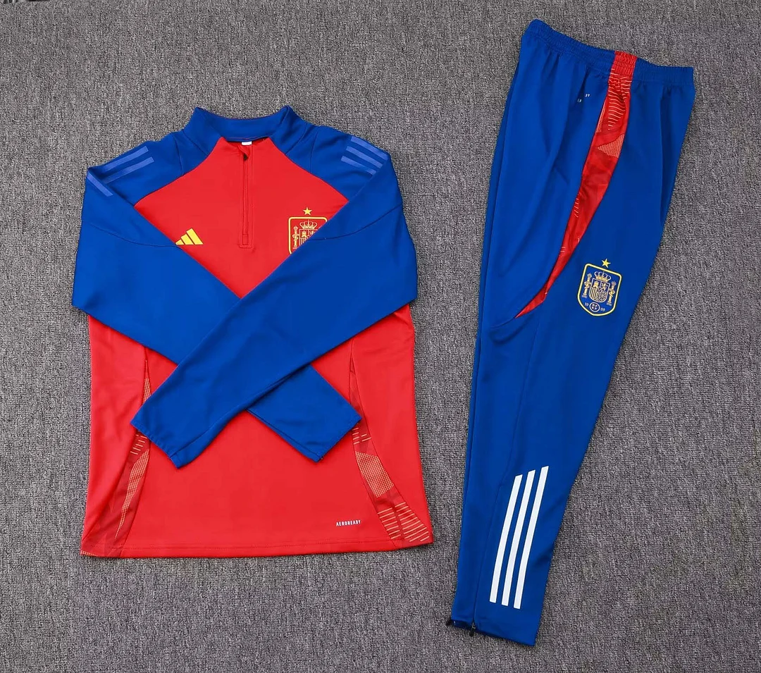 2024 Spain Half-Pull Training Suit Red Football Shirt 1:1 Thai Quality Set - Image 3