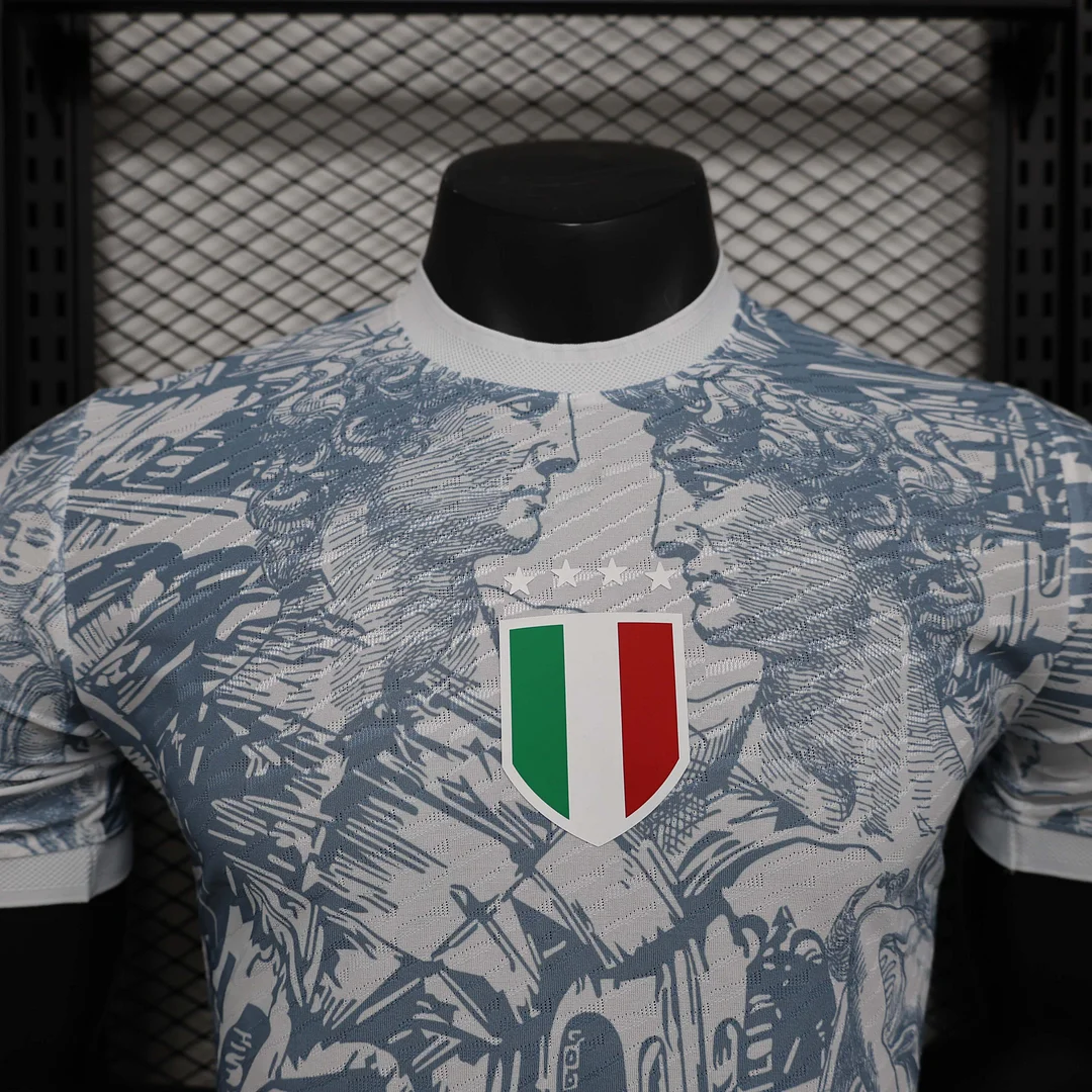 2025 Player Version Italy Training Wear Grey Football Shirt 1:1 Thai Quality - Image 5