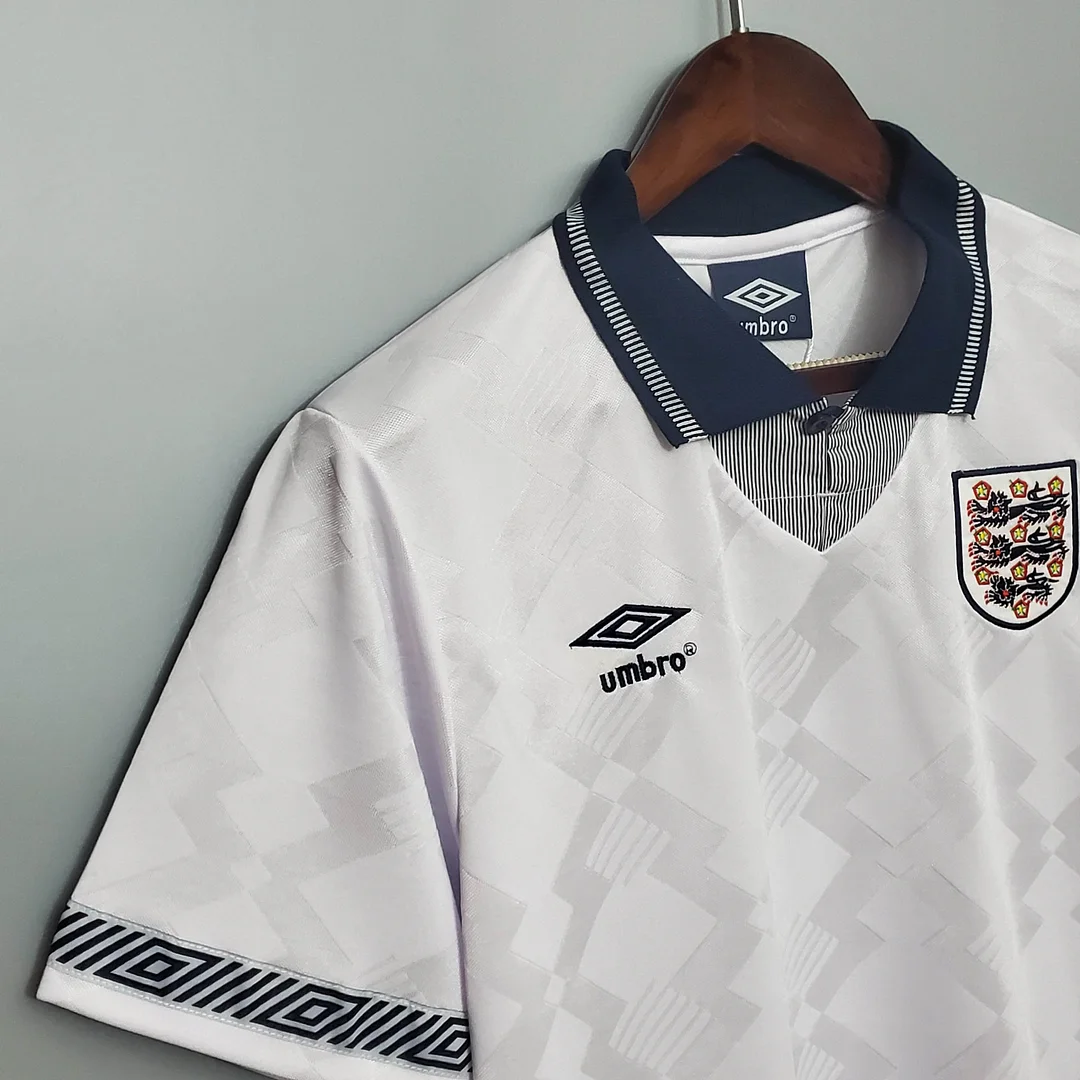 1990 Retro England Home Soccer Jersey - Image 6