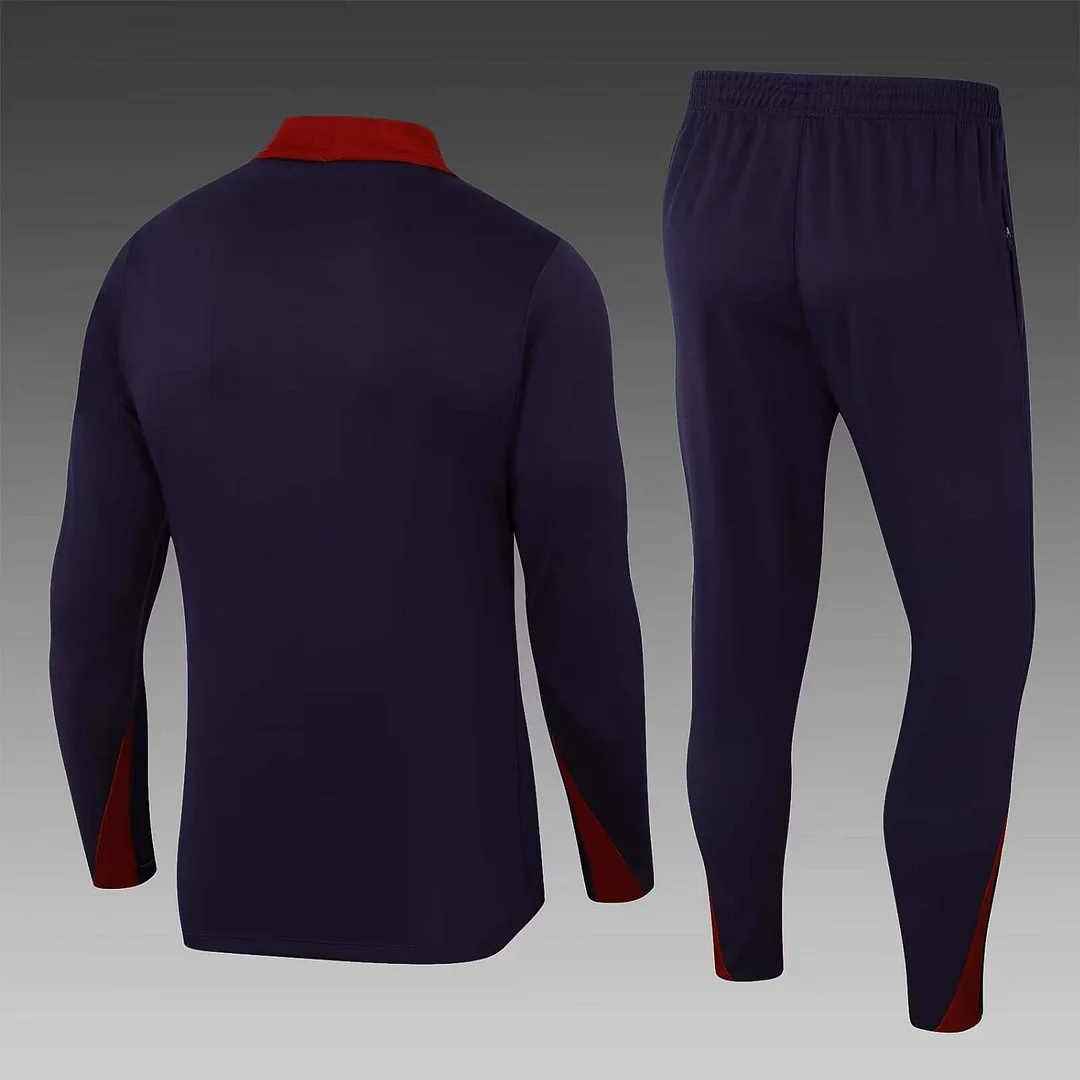 2024 England Half-Pull Training Suit Purple Soccer Jersey Set - Image 2